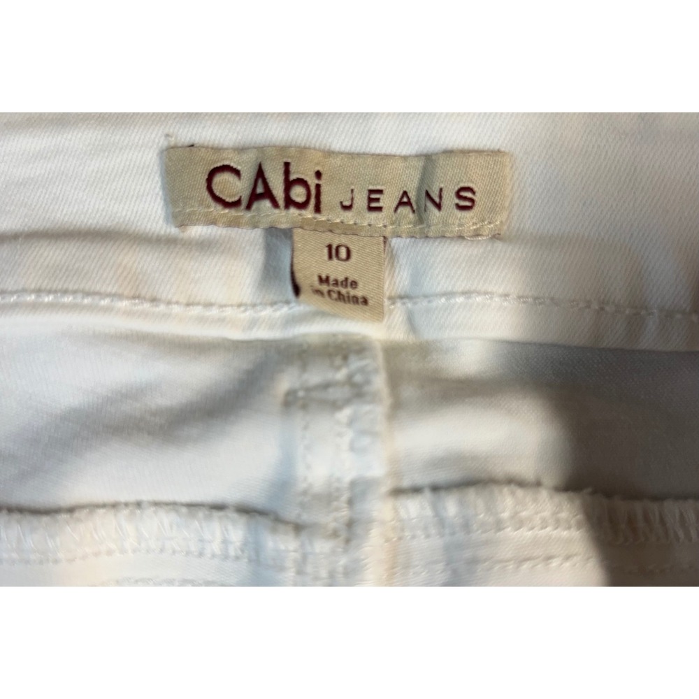 Cabi Jeans Womens White Straight Leg Denim Pants Size 10 - Picture 7 of 7